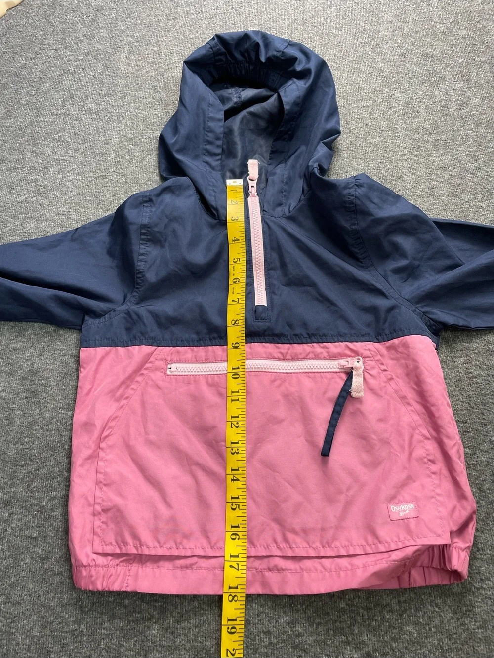 OshKosh B'gosh Girl’s 5 Packable Hooded Lightweight Windbreaker Jacket Navy Pink